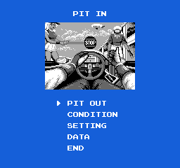 Family Circuit '91 (NES) screenshot: Pit stop