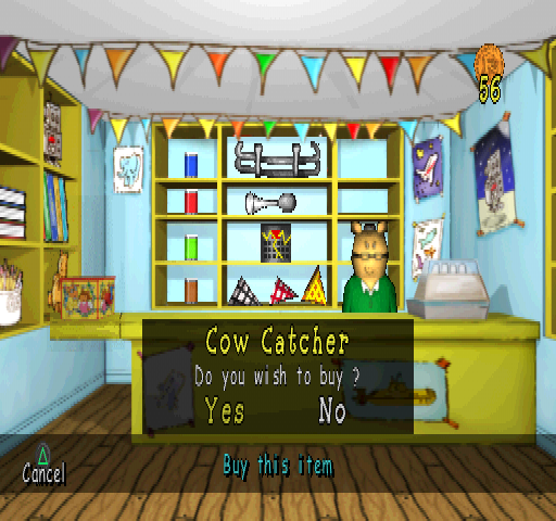 Arthur! Ready to Race (PlayStation) screenshot: Buying Cow Catcher