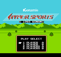 Hyper Sports (NES) screenshot: Main Menu