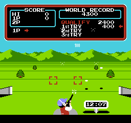 Hyper Sports (NES) screenshot: Skeet shooting