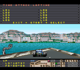 Human Grand Prix III: F1 Triple Battle (SNES) screenshot: Monaco GP. Actually she doesn't like racing at all. She prefers to contemplate the sea.