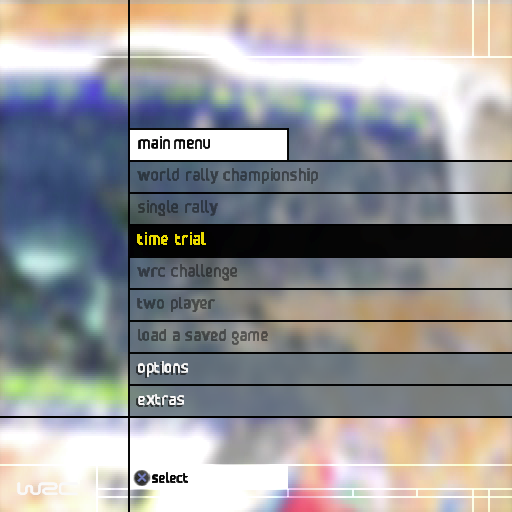 WRC World Rally Championship (PlayStation 2) screenshot: The main menu. As this is a demo version not all options are available