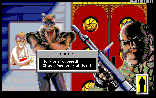 Rise of the Dragon (Amiga) screenshot: Pleasure dome's security.