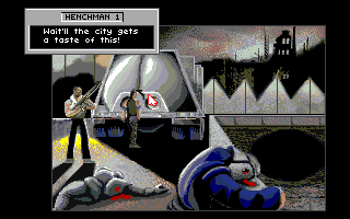 Rise of the Dragon (Amiga) screenshot: You failed your mission in saving the city.