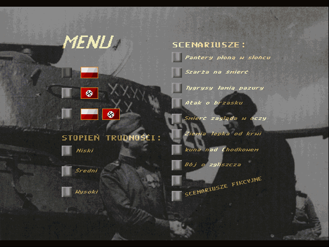 Studzianki 1944: Zanim Lufy Pokryje Rdza (DOS) screenshot: Menu