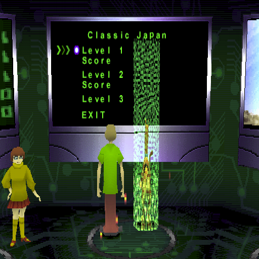 Scooby-Doo and the Cyber Chase (PlayStation) screenshot: Only one character plays at a time. This is Scooby being teleported into the Japan level