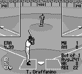 All-Star Baseball 99 (Game Boy) screenshot: Waiting for the pitch.