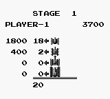 Battle City (Game Boy) screenshot: Here is the summary of the tanks destroyed at Battle City.