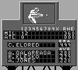 All-Star Baseball 99 (Game Boy) screenshot: Scoreboard.