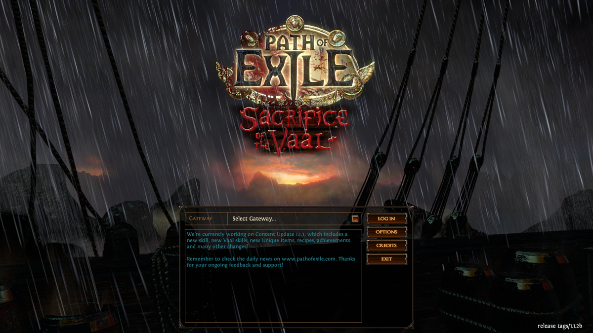 Path of Exile (Windows) screenshot: Main menu