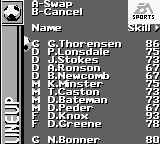 FIFA Soccer 96 (Game Boy) screenshot: Your lineup.
