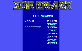 Star Breaker (DOS) screenshot: High scores