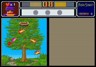 Puzzle & Action: Ichidant-R (Arcade) screenshot: Avoid the squirrels.