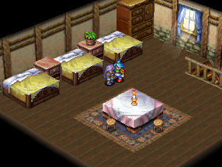 Breath of Fire III (PlayStation) screenshot: It's just you and me here, in front of three beds... alone... maybe we could... watch "Modern Family"?!