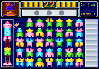 Puzzle & Action: Ichidant-R (Arcade) screenshot: Rocket building.