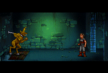 Beyond Shadowgate (TurboGrafx CD) screenshot: That's quite a prisoner they've got here.