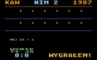Nim 2 / Tixo (Atari 8-bit) screenshot: Nim 2 - AI won the game