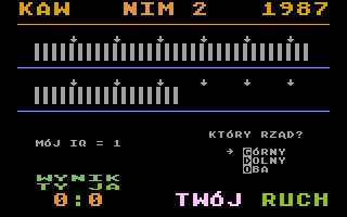 Nim 2 / Tixo (Atari 8-bit) screenshot: Nim 2 - game starts