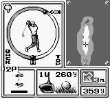 Ultra Golf (Game Boy) screenshot: The ball is already "flying".