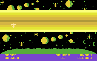 Strato Sphere (Atari 8-bit) screenshot: Space ship destroyed