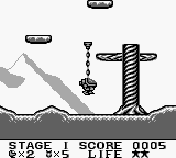 Max (Game Boy) screenshot: Using an arm to get to higher platforms.