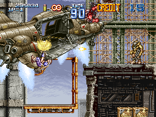 Gun Force II (Arcade) screenshot: Next plane to destroy