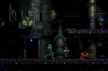 Oddworld: Abe's Oddysee (PlayStation) screenshot: Tiptoeing past a sleeping Slog. You've reached the so-called Zulag