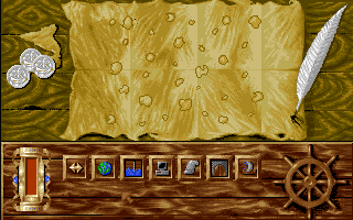 Piracy on the High Seas (Amiga) screenshot: The map is blank.