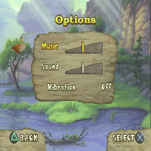 The Land Before Time: Big Water Adventure (PlayStation) screenshot: The game configuration options