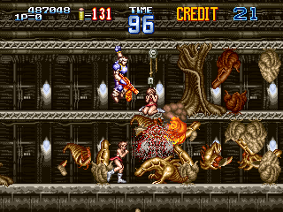 Gun Force II (Arcade) screenshot: Aliens' lair