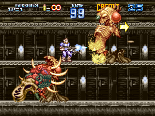 Gun Force II (Arcade) screenshot: Aliens bugs