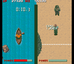 Boot Camp (Arcade) screenshot: Rowing a boat.