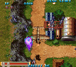Fire Hawk (Arcade) screenshot: old plane