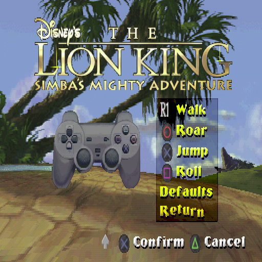 Disney's The Lion King: Simba's Mighty Adventure (PlayStation) screenshot: There is only one controller configuration in this game