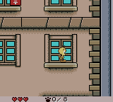 Tweety's High-Flying Adventure (Game Boy Color) screenshot: On a window ledge.