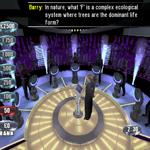 Weakest Link (PlayStation) screenshot: The game begins with the person who is first alphabetically, in this case that's Barry