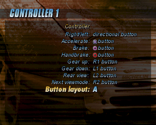 Michelin Rally Masters: Race of Champions (PlayStation) screenshot: There are three different pre-set controller configurations