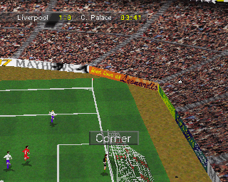 Soccer '97 (PlayStation) screenshot: A shot of showing the crowd and the stadium