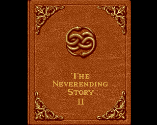 The Neverending Story II: The Arcade Game (Amiga) screenshot: The title screen which plays an excellent rendition of the movie theme song.