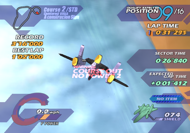 Jet Ion GP (PlayStation 2) screenshot: Straying from the course results in a loss of power