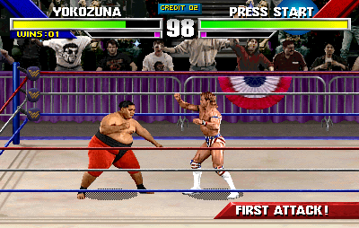 WWF WrestleMania (Arcade) screenshot: Another fight.