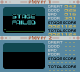 beatmania GB: GatchaMix 2 (Game Boy Color) screenshot: Stage Failed.
