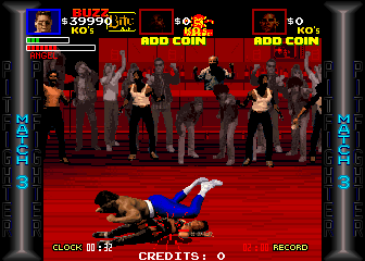 Pit-Fighter (Arcade) screenshot: Crushing Angel against the ground