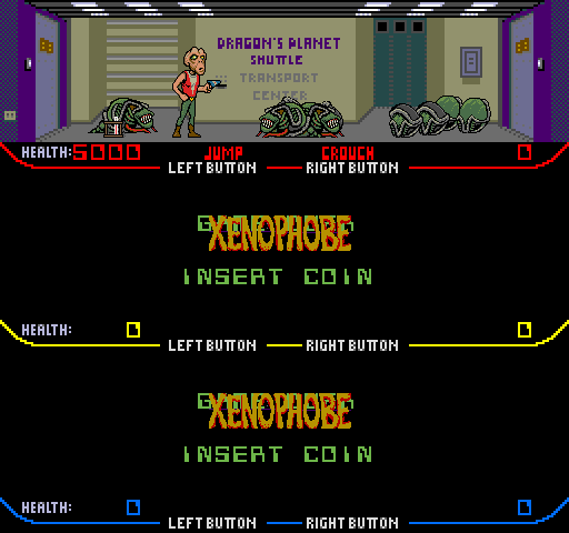 Xenophobe (Arcade) screenshot: Aliens to blast.