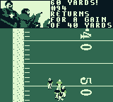 Madden 97 (Game Boy) screenshot: A gain of 40 yards