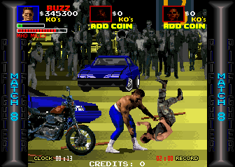 Pit-Fighter (Arcade) screenshot: Buzz's Super Move: Body Slam