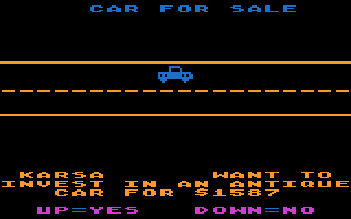 T.G.I.F. (Atari 8-bit) screenshot: Is a car a good idea?