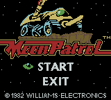 Midway presents Arcade Hits: Moon Patrol / Spy Hunter (Game Boy Color) screenshot: Moon Patrol: Title Screen.