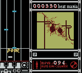 beatmania GB2: GatchaMix (Game Boy Color) screenshot: Hitting the notes.