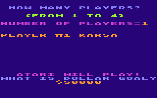 T.G.I.F. (Atari 8-bit) screenshot: Game settings